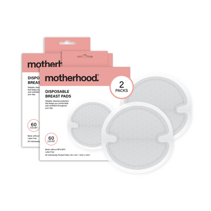 Motherhood Collection Leak-Proof Breast Pads for Breastfeeding – Ultra Absorbent, Individually Wrapped, Soft & Discreet (60 Count)
