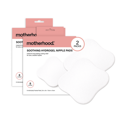 Motherhood Collection Hydrogel Nipple Pads Cooling Relief for Sore, Cracked Nipples – Soothing, Protective Gel Pads, Individually Wrapped (8 Count)