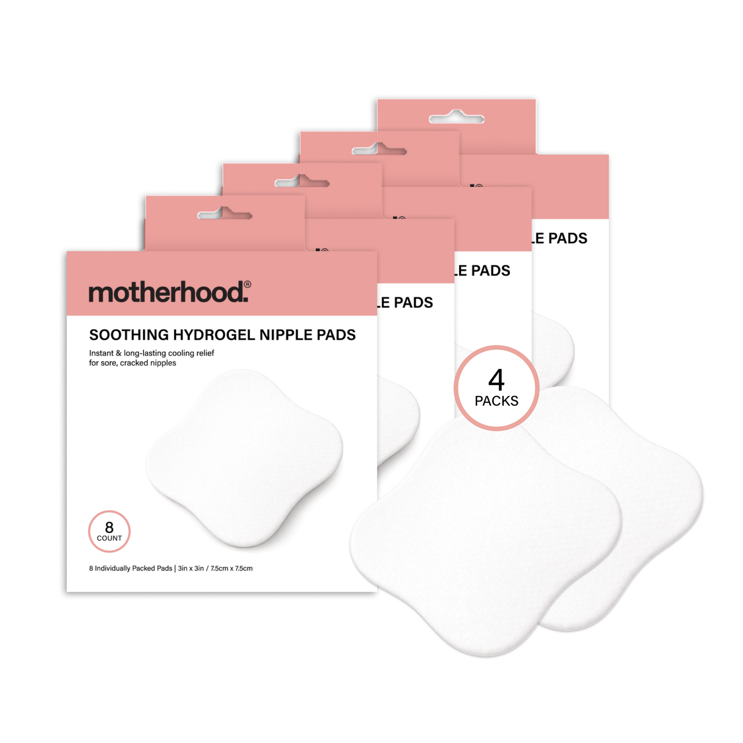 Motherhood Collection Hydrogel Nipple Pads Cooling Relief for Sore, Cracked Nipples – Soothing, Protective Gel Pads, Individually Wrapped (8 Count)