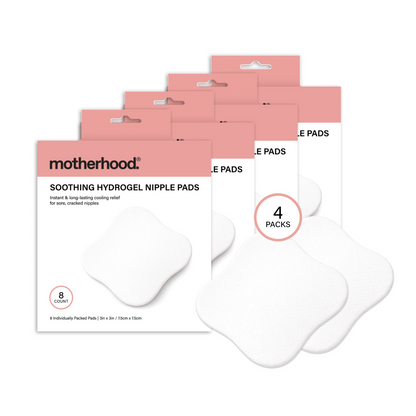 Motherhood Collection Hydrogel Nipple Pads Cooling Relief for Sore, Cracked Nipples – Soothing, Protective Gel Pads, Individually Wrapped (8 Count)