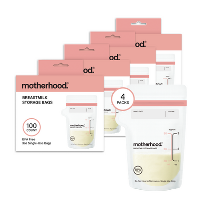 Motherhood Collection Leak-Proof Freezer Bags – Pre-Sterilized, BPA-Free, 3 oz & 6 oz Sizes, Self-Standing & Flat Lay (50 or 100 Count)