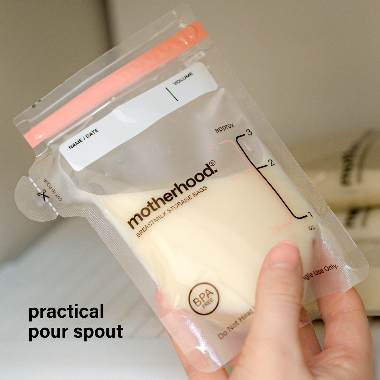 Motherhood Collection Leak-Proof Freezer Bags – Pre-Sterilized, BPA-Free, 3 oz & 6 oz Sizes, Self-Standing & Flat Lay (50 or 100 Count)