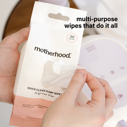 Motherhood Collection Breast Pump Cleaning Wipes No-Rinse Quick Clean Wipes for Pump Parts, Bottles & Baby Essentials – Fragrance-Free, Travel-Friendly (30 Count)