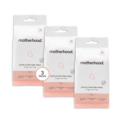 Motherhood Collection Breast Pump Cleaning Wipes No-Rinse Quick Clean Wipes for Pump Parts, Bottles & Baby Essentials – Fragrance-Free, Travel-Friendly (30 Count)