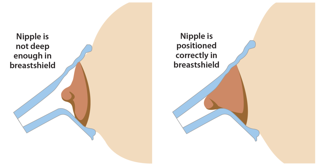 nipple positioning within the breast shield