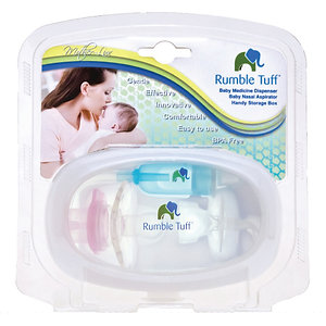 baby care kit for mothers: nasal aspirator, and medicine dispenser.